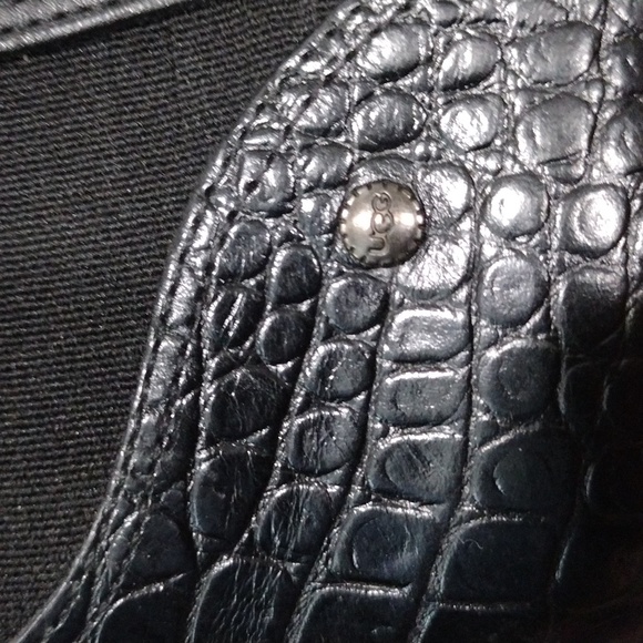 UGG black leather ankle booties with croc print heels. Size 8 - Picture 4 of 14